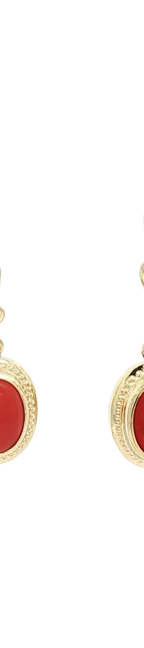 Vintage 14K Gold Drop Earrings with Red Coral